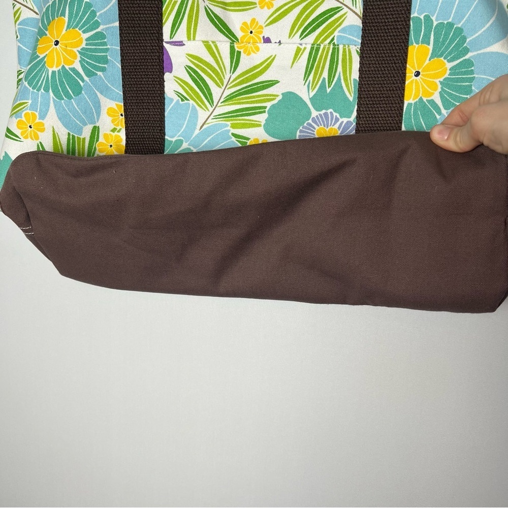 Pottery Barn Teen Multicolor Floral Fabric Tote Bag Pockets Farmers Market Bag - Picture 4 of 10